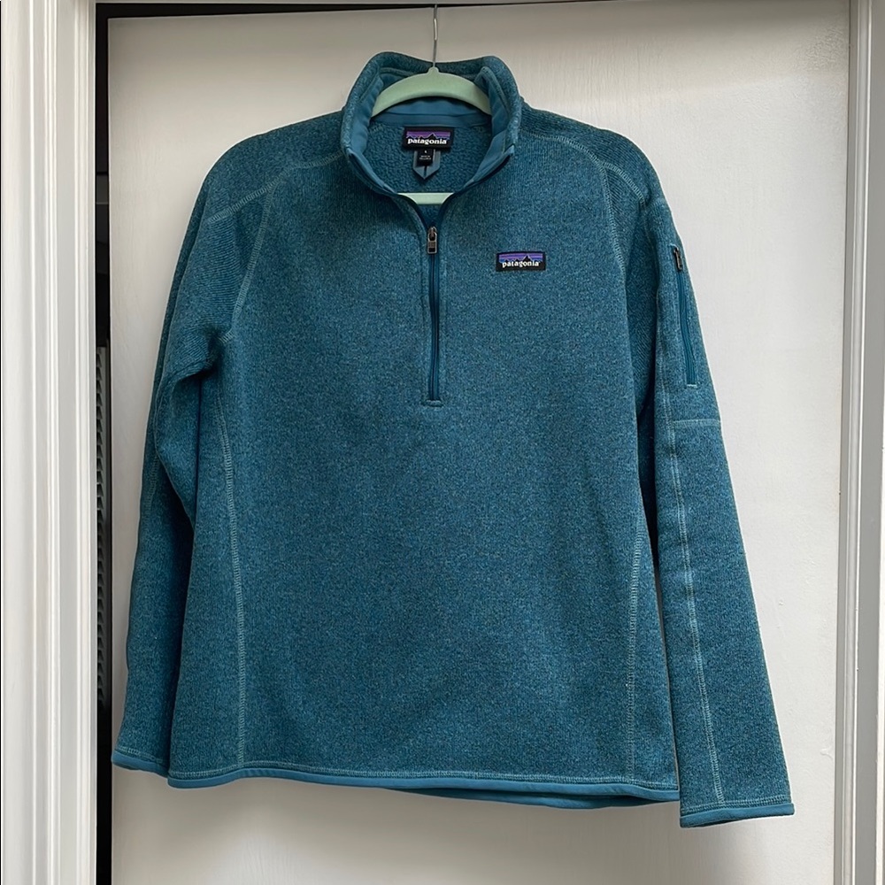 Patagonia Blue Zip Up Sweater with Fleece Texture